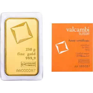 250g Gold Bar - Valcambi 