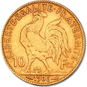 10 French Francs Marianne Rooster Gold Coin - 1899-1914 (2)