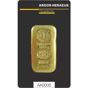 100g Gold Bar - Argor Heraeus - Casted