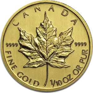 1/10 oz Gold Coin - Maple Leaf - Any Year (2)
