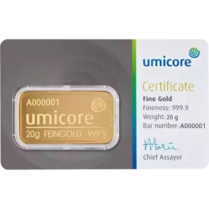 20g Gold Bar - Umicore