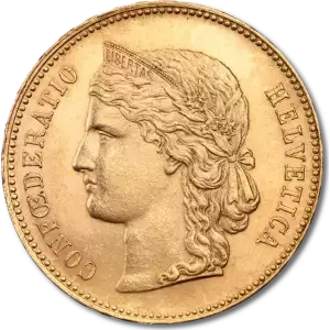 20 Swiss Francs Helvetica - Gold - 1883-1896 (2)